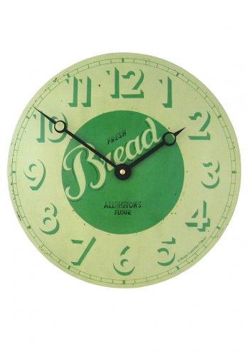 Roger Lascelles, Convex Tin Fresh Bread Design Wall Clock Roger Lascelles, Convex Tin Fresh Bread Design Wall Clock