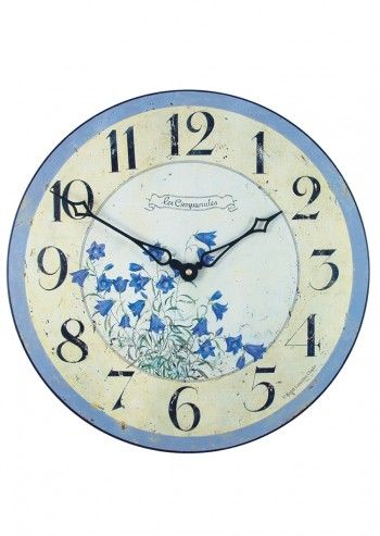 Roger Lascelles, Blue & Ivory Bluebells Wall Clock Roger Lascelles, Blue & Ivory Bluebells Wall Clock