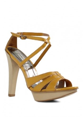 Arezzo, Lorona Mustard Yellow Leather Sandals