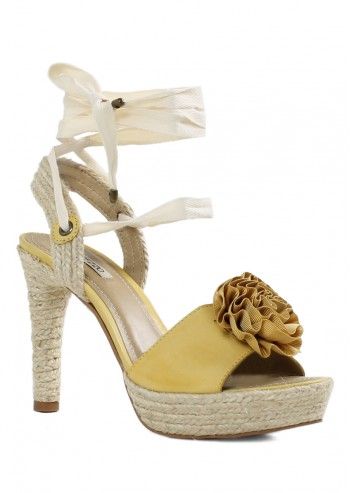 Arezzo, Jamelia Mustard Yellow Leather Sandals