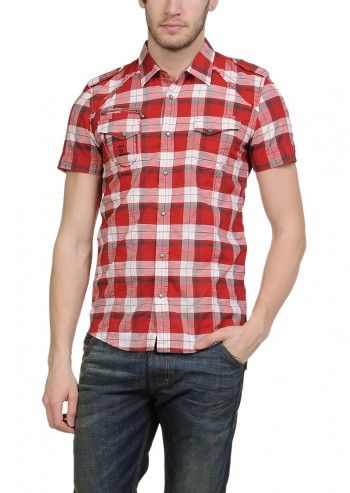 Diesel, Man Seer Red&White Checked Shirt