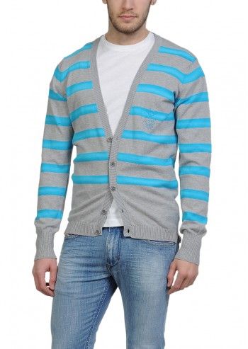 Diesel, Man Kingiss Gray&Blue Striped Cardigan