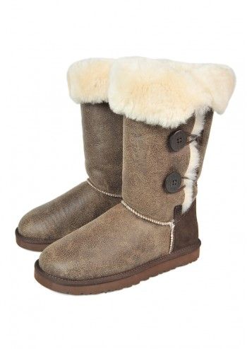 UGG® Australia, Woman Bailey Button Brown Leather Boots