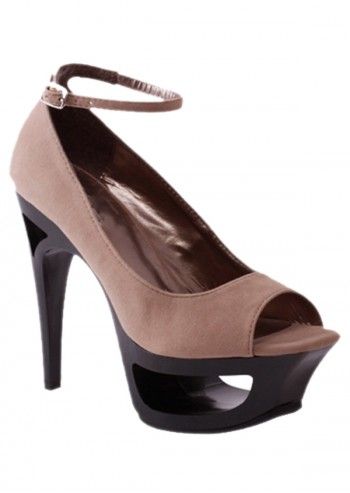 Impatto, Jolidon Beige High Heels Peep Toe Shoes