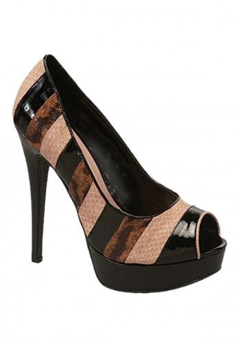 Impatto, Suzy Brown&Beige Peep Toe Shoes