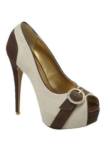 Impatto, Karina White&Black Chic Peep Toe Shoes