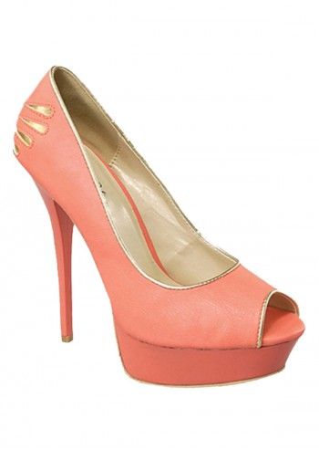 Impatto, Parisian Look Salmon Pink&Golden Peep Toe Shoes