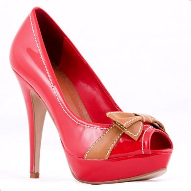 Pantofi platforma rosii din piele lacuita