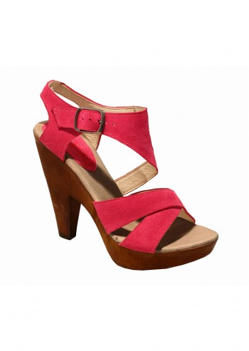 Sandale din piele de culoare roz grenadine
