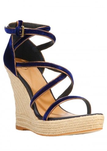 Sandale wedge Blue Velvety Touch